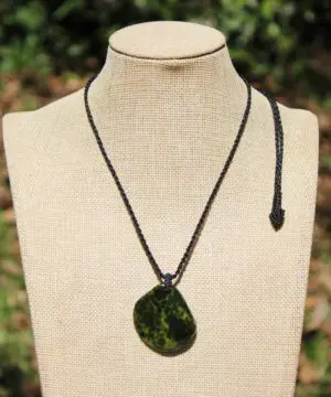 Australian Atlantisite Necklace • Tasmanian Stichtite Serpentine Pendant • Australian Handmade Talisman, Australian handwoven tropical cord