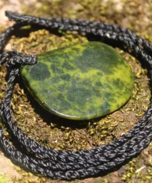Australian Atlantisite Necklace • Tasmanian Stichtite Serpentine Pendant • Australian Handmade Talisman, Australian handwoven tropical cord