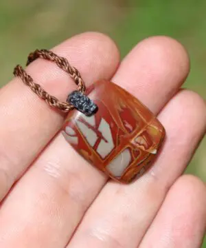 Australian Noreena Jasper Necklace • Red Stone Tribal Pendant • Handwoven Tropical Cord • May Birthstone Healing Jewelry