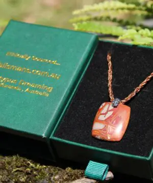 Australian Noreena Jasper Necklace • Red Stone Tribal Pendant • Handwoven Tropical Cord • May Birthstone Healing Jewelry