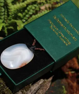 Australian Lace Agate Necklace • Agate Creek Pendant • Tribal Healing Crystal Talisman • Handwoven Tropical Cord