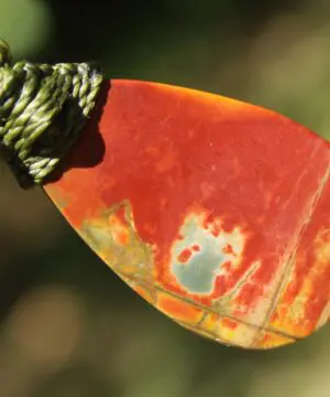 Australian Oyster Jasper Necklace • Tasmanian Jasper Pendant • Tribal Healing Crystal Talisman • Handwoven Tropical Cord