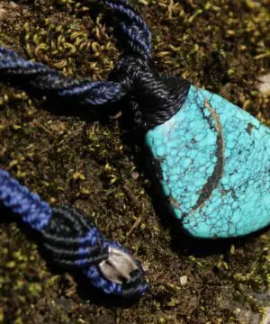 American Turquoise Pendant Talisman,Spider web Turquoise Necklace, Australian Made Macrame cord, Healing Crystal Jewelry, Elven Blue Stone