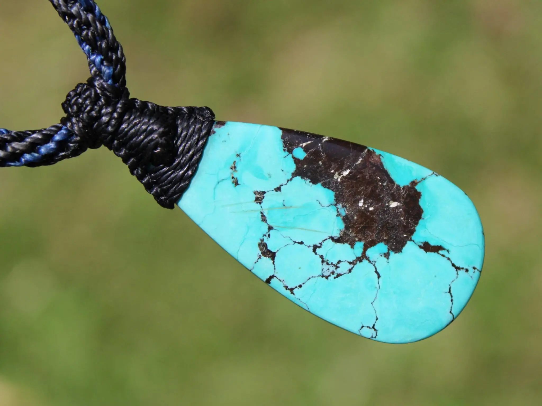 American Turquoise Pendant Talisman,Turquoise Necklace, Australian Made Macrame cord, Healing Crystal Jewelry, Elven Blue Stone - Image 6