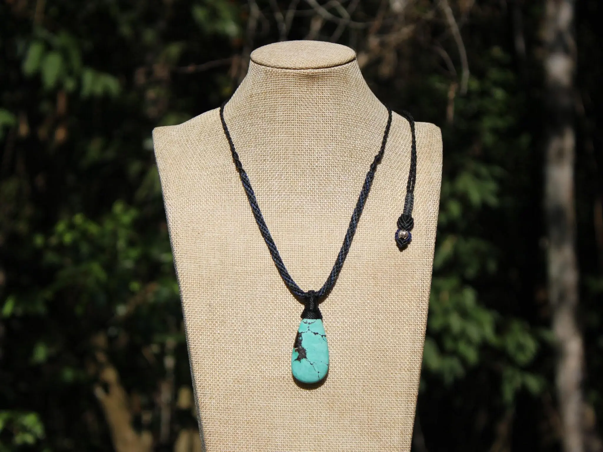 American Turquoise Pendant Talisman,Turquoise Necklace, Australian Made Macrame cord, Healing Crystal Jewelry, Elven Blue Stone - Image 8