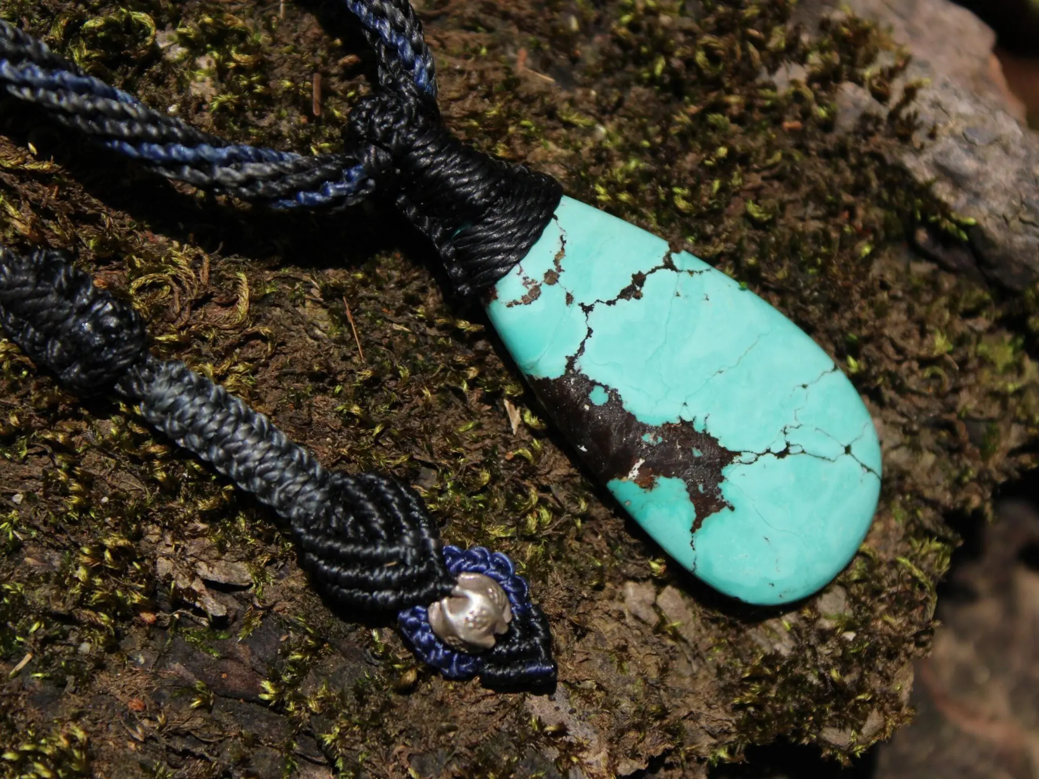 American Turquoise Pendant Talisman,Turquoise Necklace, Australian Made Macrame cord, Healing Crystal Jewelry, Elven Blue Stone - Image 7