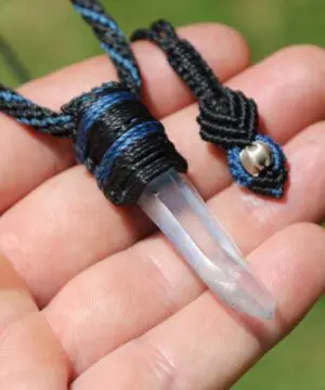 Alternative view of Diamantina Lemurian Singing Laser Wand Quartz Necklace,Elven Tribal Pendant,Australian made Macrame Cord Healing Crystal Jewelry,Raw crystal