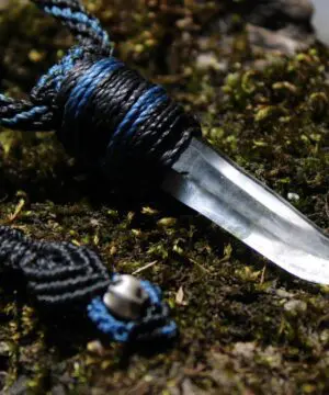 Diamantina Lemurian Singing Laser Wand Quartz Necklace,Elven Tribal Pendant,Australian made Macrame Cord Healing Crystal Jewelry,Raw crystal