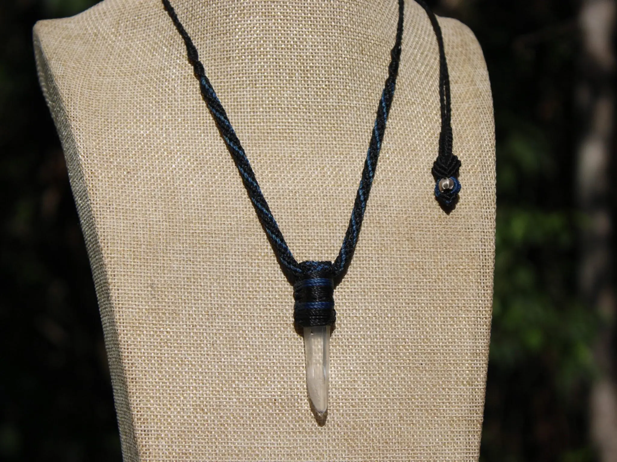 Diamantina Lemurian Singing Laser Wand Quartz Necklace,Elven Tribal Pendant,Australian made Macrame Cord Healing Crystal Jewelry,Raw crystal - Image 10