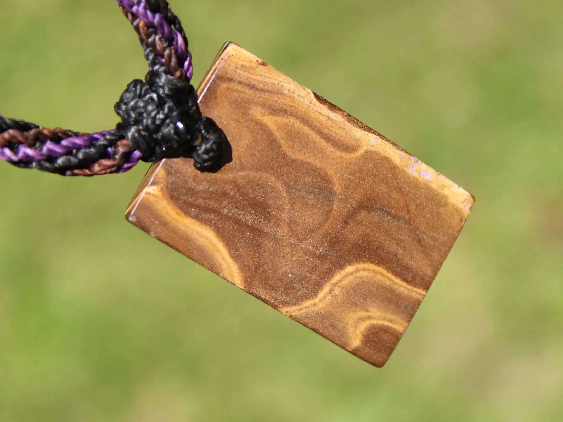 Rainbow Matrix Boulder Opal Necklace, Australian handmade Platypus Dreaming Opal Pendant, Australian boulder opal handwoven tropical cord - Image 10