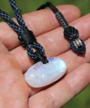 Alternative view of Real MOONSTONE necklace, moonstone jewelry, australian made macrame cord, moon stone crystal healing jewelry, natural stone necklace