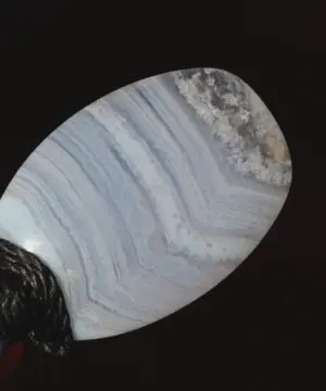 Australian Blue Lace Agate Necklace • Agate Creek Pendant • Tribal Healing Crystal Talisman • Handwoven Tropical Cord