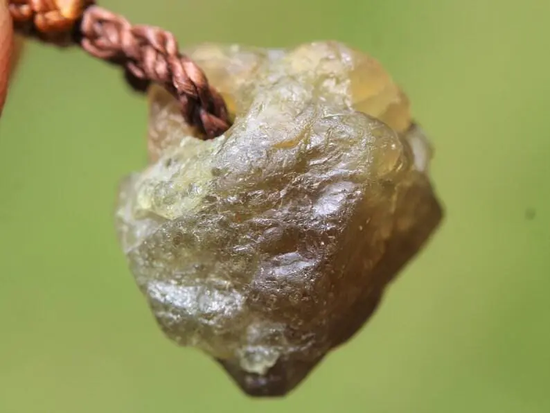 Authentic Apatite Pendant, Yellow Apatite Necklace, Raw crystal jewelry, Tribal Australian Made macrame cord, Ethical Healing Crystal