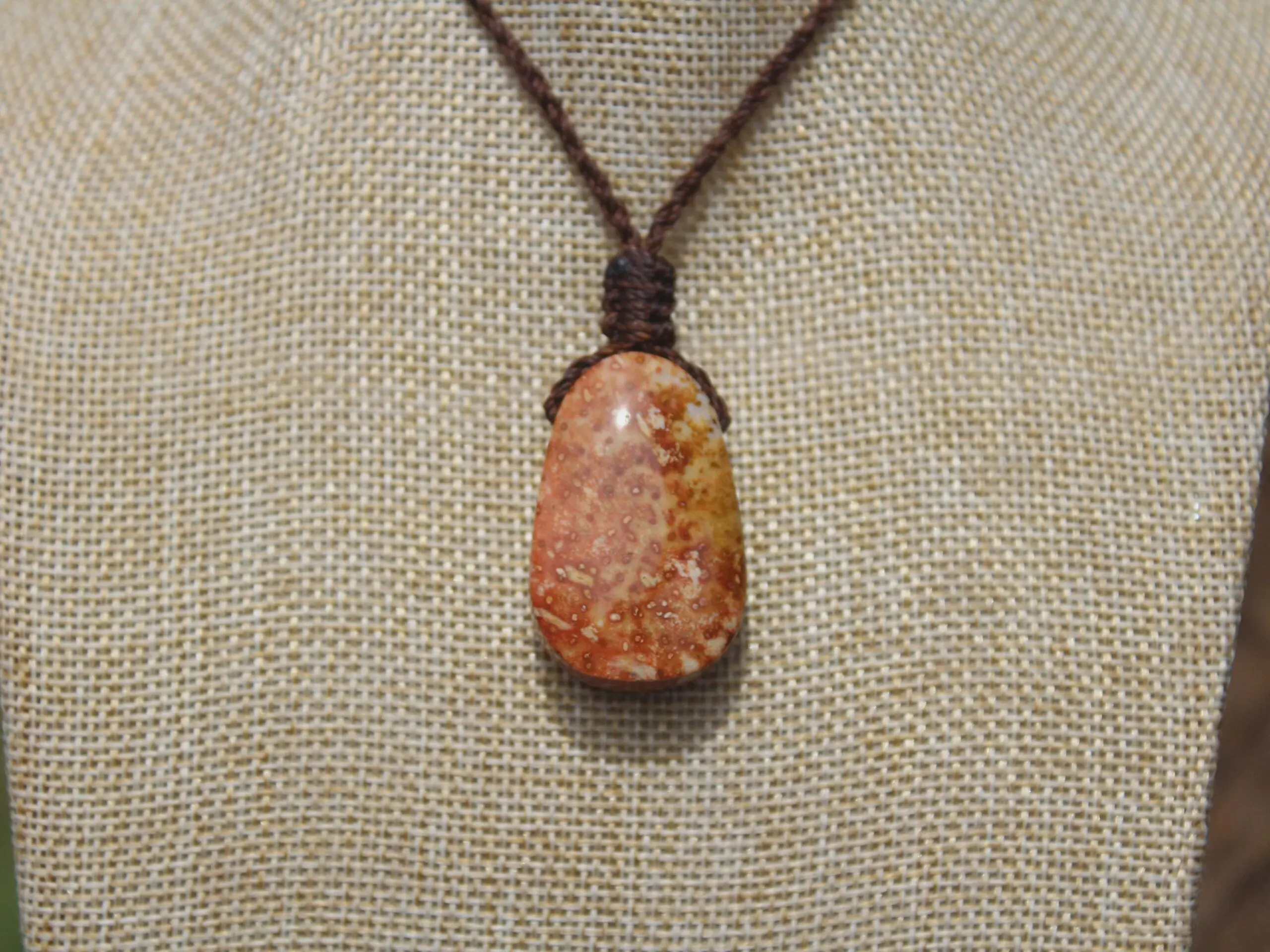 Elven Petrify Palmwood Pendant, Petrified Fossil Palm Necklace, Healing Jewelry, Australian made Macrame Cord, Elf cosplay