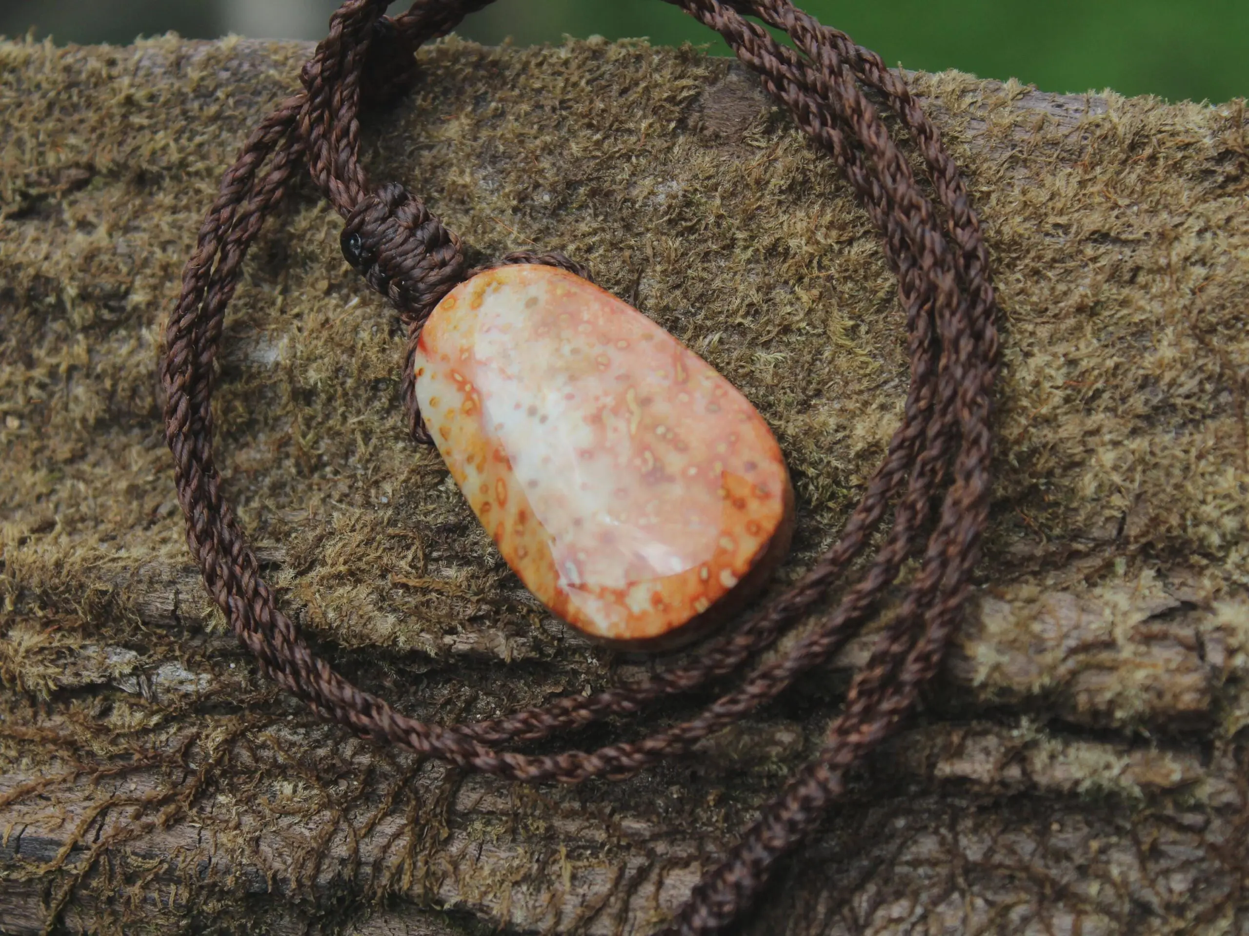 Elven Petrify Palmwood Pendant, Petrified Fossil Palm Necklace, Healing Jewelry, Australian made Macrame Cord, Elf cosplay