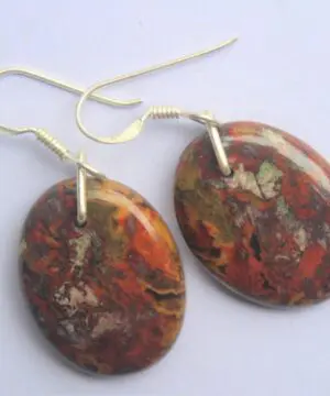 Australian Fire Jasper Sterling Silver Earrings, Australian handmade crystal healing Jewellery, Natural Gemstone Jewellery