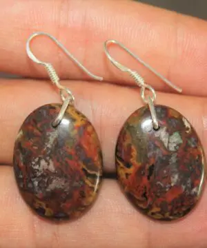 Australian Fire Jasper Sterling Silver Earrings, Australian handmade crystal healing Jewellery, Natural Gemstone Jewellery