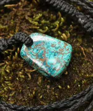 Shattuckite Necklace, Gem silica Australian made macrame cord healing jewellery, blue stone pendant, Chrysocola, Tourquise, Azurite Pendant