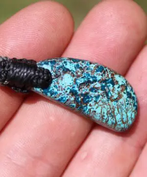 Shattuckite Necklace, Gem silica Australian made macrame cord healing jewellery, blue stone pendant, Chrysocola, Tourquise, Azurite Pendant