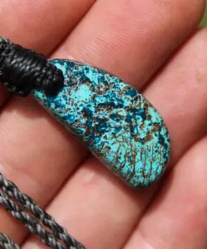 Shattuckite Necklace, Gem silica Australian made macrame cord healing jewellery, blue stone pendant, Chrysocola, Tourquise, Azurite Pendant