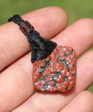 Red CORAL FOSSIL Necklace, Australian made Elven Macrame Thin Cord Healing Crystal Jewelry, Red coral fossil Pendant, march birthstone