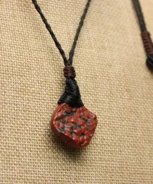 Red CORAL FOSSIL Necklace, Australian made Elven Macrame Thin Cord Healing Crystal Jewelry, Red coral fossil Pendant, march birthstone