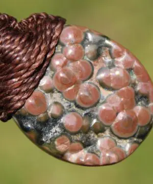 CORAL FOSSIL Necklace, Australian made Elven Macrame Thin Cord Healing Crystal Jewelry, Red coral fossil Pendant, march birthstone