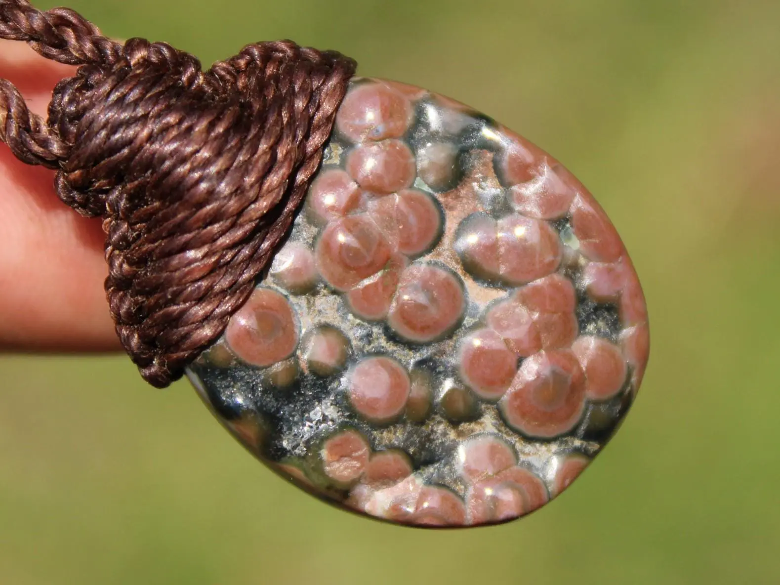 CORAL FOSSIL Necklace, Australian made Elven Macrame Thin Cord Healing Crystal Jewelry, Red coral fossil Pendant, march birthstone