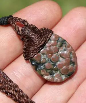 CORAL FOSSIL Necklace, Australian made Elven Macrame Thin Cord Healing Crystal Jewelry, Red coral fossil Pendant, march birthstone