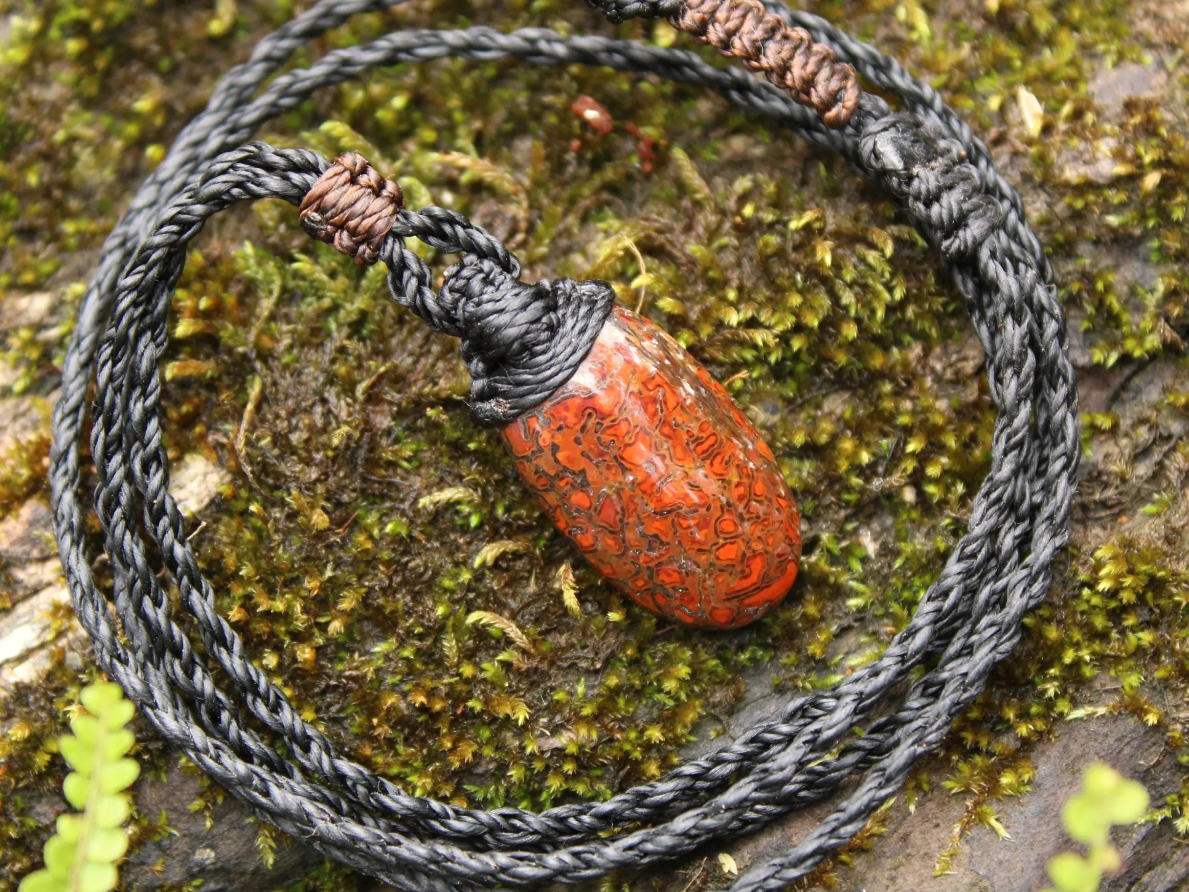 American Red Dinosaur Fossil Jewelry, Elven Pendant with Silver Beads , Utah Dinosaur bone ,Ancient Fossil Power, Tribal Talisman Pendant