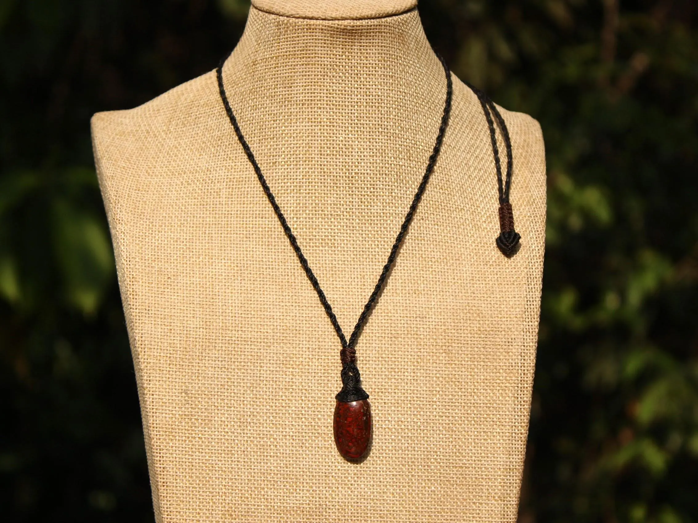 American Red Dinosaur Fossil Jewelry, Elven Pendant with Silver Beads , Utah Dinosaur bone ,Ancient Fossil Power, Tribal Talisman Pendant