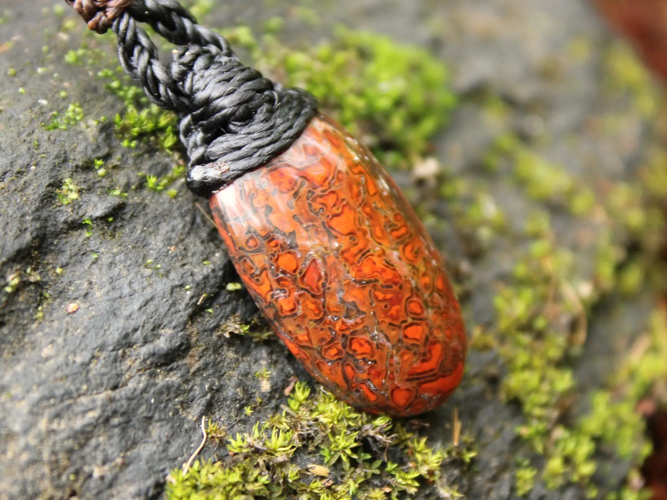 American Red Dinosaur Fossil Jewelry, Elven Pendant with Silver Beads , Utah Dinosaur bone ,Ancient Fossil Power, Tribal Talisman Pendant