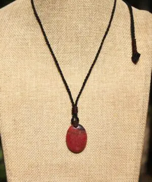 Australian Rhodonite Necklace, Tribal pendant. Macrame necklace, Heart Chakra stone Jewelry, PINK SONE jewelry, Taurus elf NECKLACE