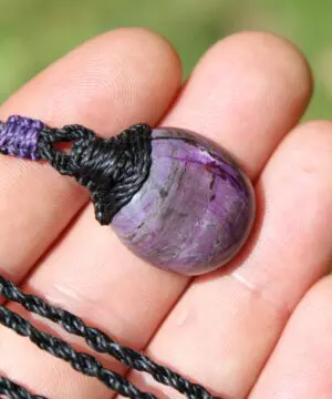 Sugilite Necklace,Australian Made Macrame Cord, Sugilite Pendant,Purple Stone Jewelry,Elven Raw Healing Crystal Jewelry,Gift for him her
