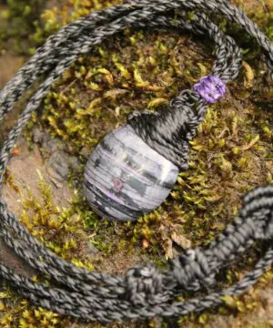 Sugilite Necklace,Australian Made Macrame Cord, Sugilite Pendant,Purple Stone Jewelry,Elven Raw Healing Crystal Jewelry,Gift for him her