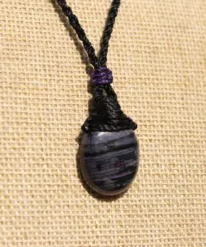 Sugilite Necklace,Australian Made Macrame Cord, Sugilite Pendant,Purple Stone Jewelry,Elven Raw Healing Crystal Jewelry,Gift for him her