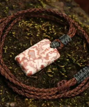 Australian Crazy Lace Agate Elven Macrame Pendant Necklace