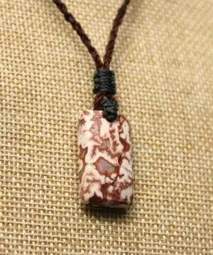 Australian Crazy Lace Agate Elven Macrame Pendant Necklace