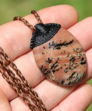 Australian Dendritic Agate Tree Stone Pendant, Exquisite Handcrafted Tree of Life Necklace, Artisan Macrame Statement Jewelry