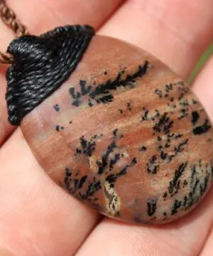 Australian Dendritic Agate Tree Stone Pendant, Exquisite Handcrafted Tree of Life Necklace, Artisan Macrame Statement Jewelry