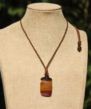 Australian sunset jasper pendant,Platypus Dreaming aboriginal art crystal necklace,first nation jewelry, elven australian made macrame cord