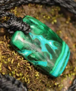 Gem Silica Malachite Necklace, Rare CHRYSOCOLLA Pendant Necklace,Malachite Necklace, Macrame Necklace, Elven Pendant with Silver Beads