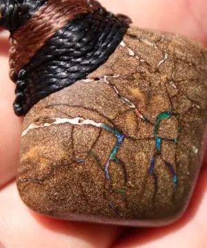 Australian boulder opal necklace, Australian made handwoven tropical cord natural jewelry, Australian opal jewelry, October birthstone