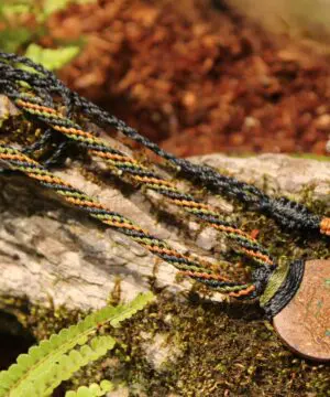 Australian matrix boulder opal necklace,Australian made handwoven tropical cord natural jewelry, Australian opal pendant, October birthstone