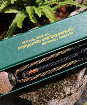 Australian matrix boulder opal necklace,Australian made handwoven tropical cord natural jewelry, Australian opal pendant, October birthstone