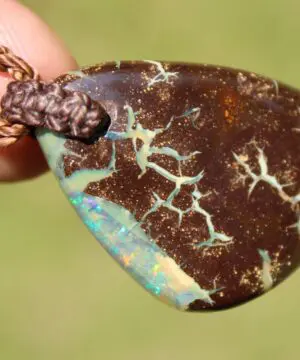 Australian boulder gel opal necklace, Australian handmade , handwoven tropical cord jewellery, Australian opal jewelry, October birthstone