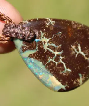 Australian boulder gel opal necklace, Australian handmade , handwoven tropical cord jewellery, Australian opal jewelry, October birthstone