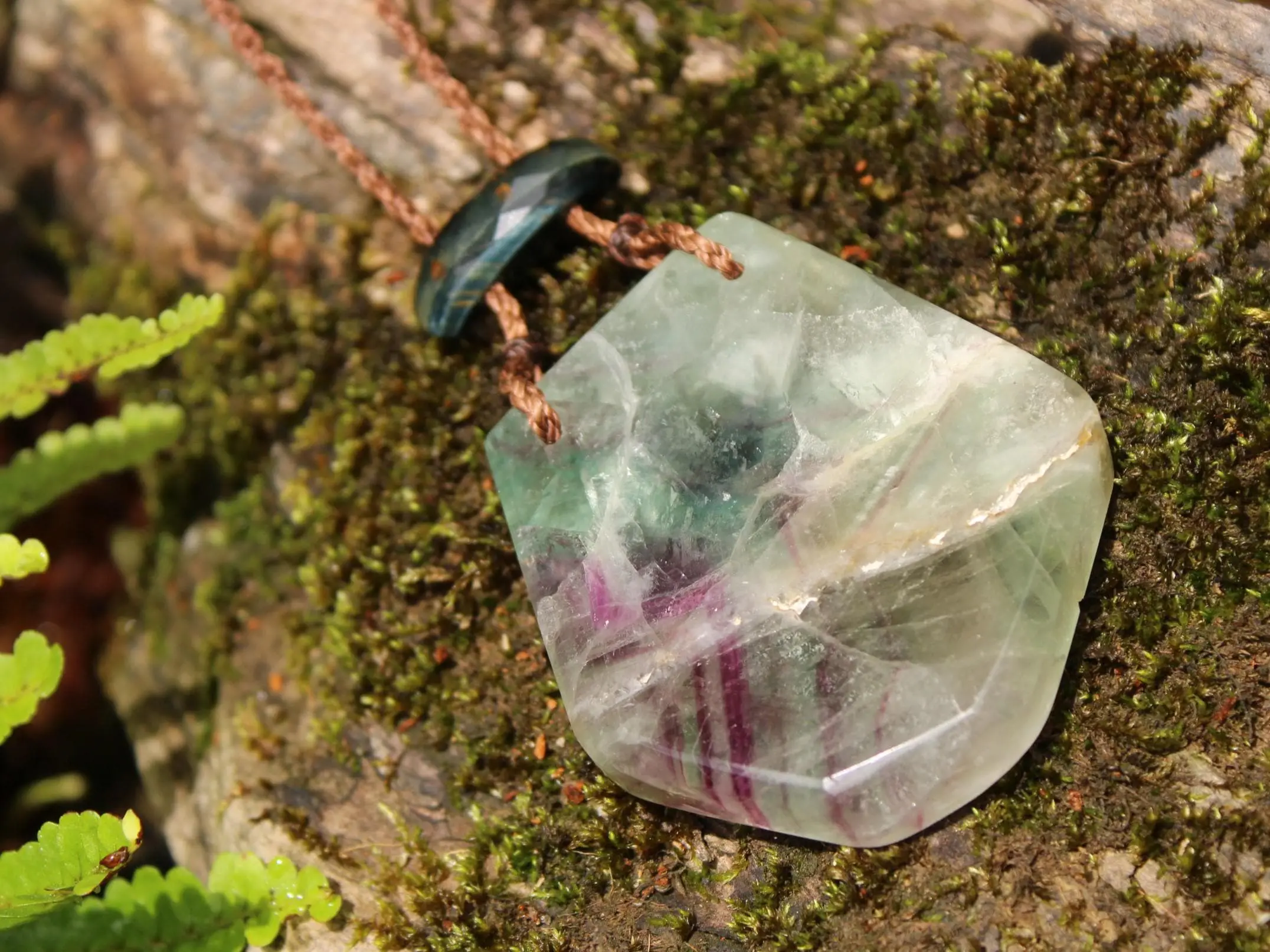 Australian fluoride , Australian red Tigereye tribal necklace talisman, Australian handmade handwoven tropical Cord, Summer healing jewelry