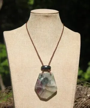 Australian fluoride , Australian red Tigereye tribal necklace talisman, Australian handmade handwoven tropical Cord, Summer healing jewelry