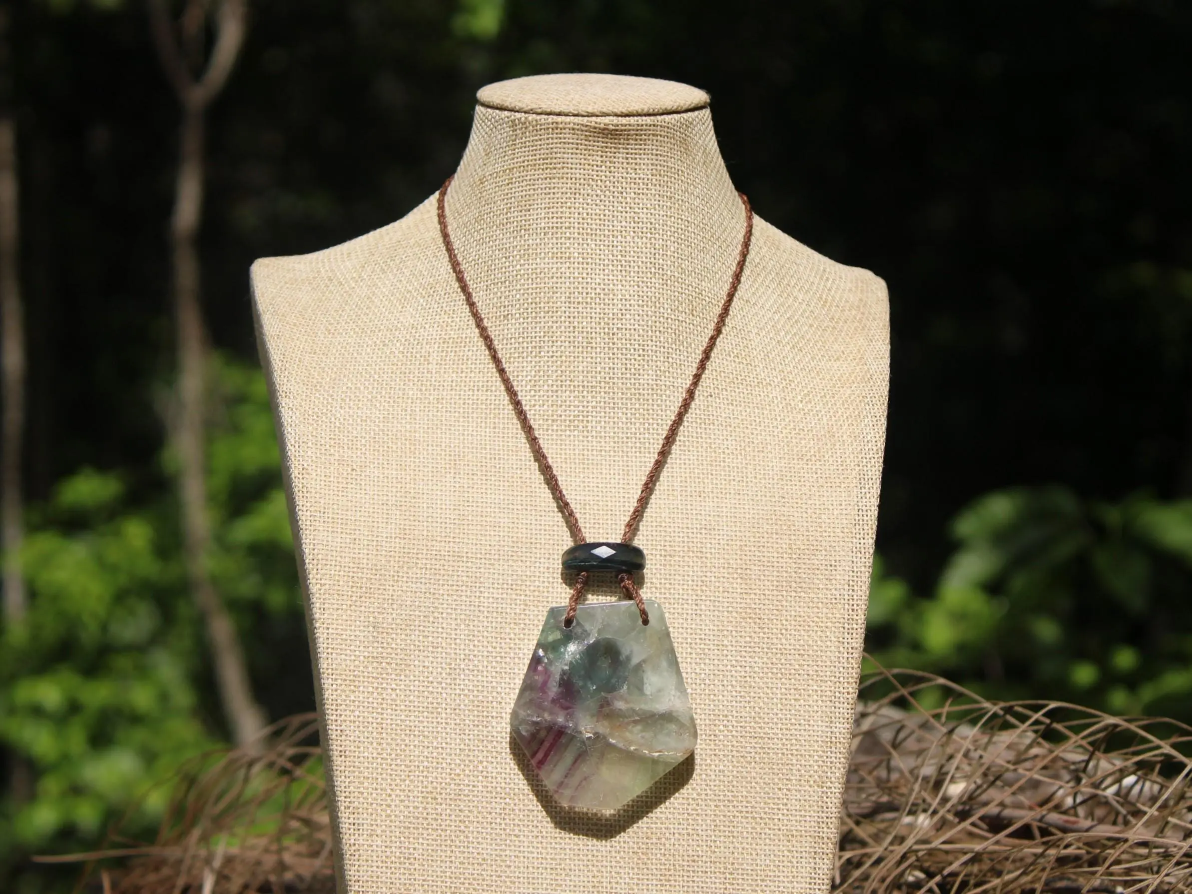 Australian fluoride , Australian red Tigereye tribal necklace talisman, Australian handmade handwoven tropical Cord, Summer healing jewelry